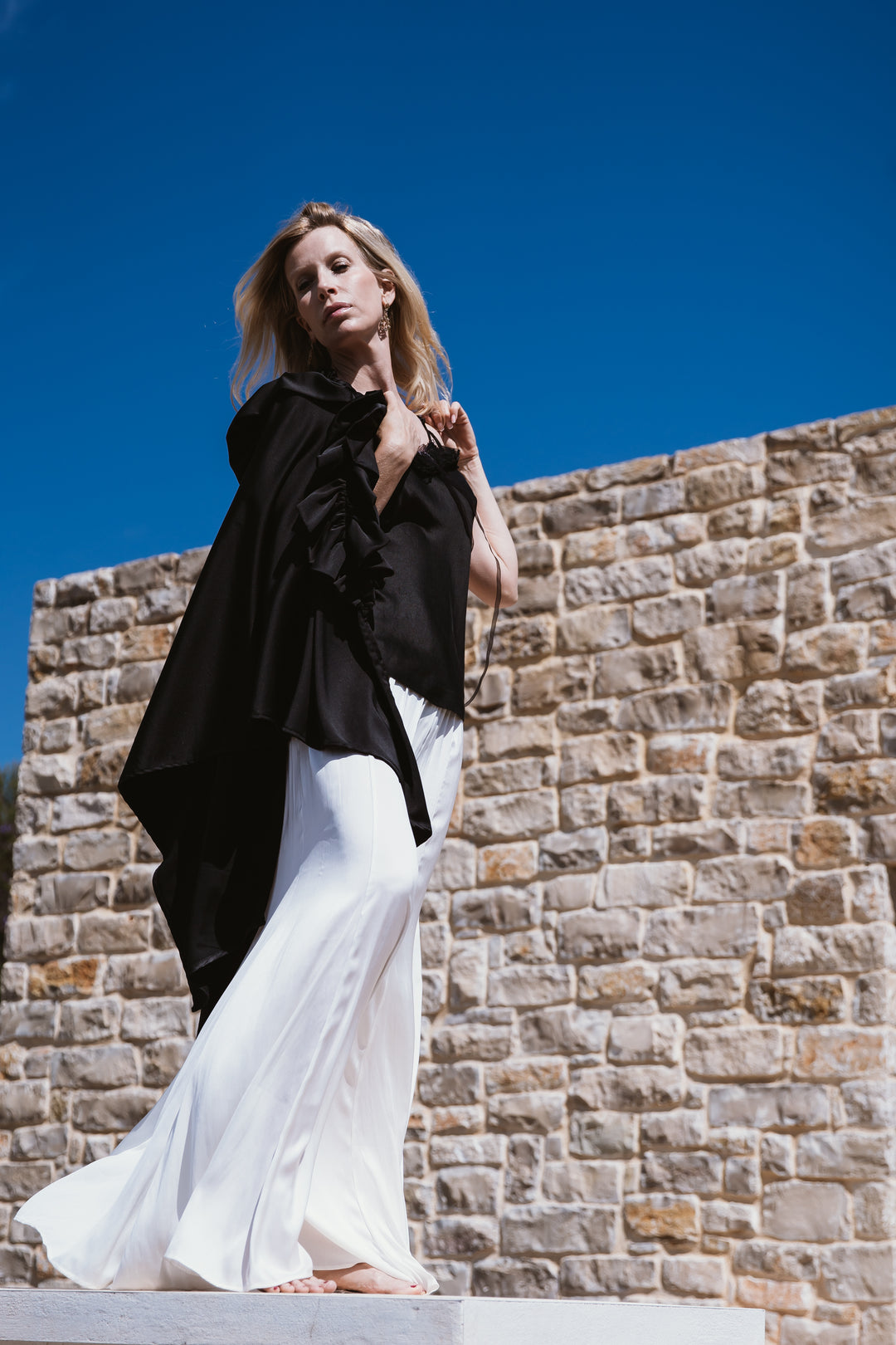 Rosolida Black  Silk Top - Nicotrella