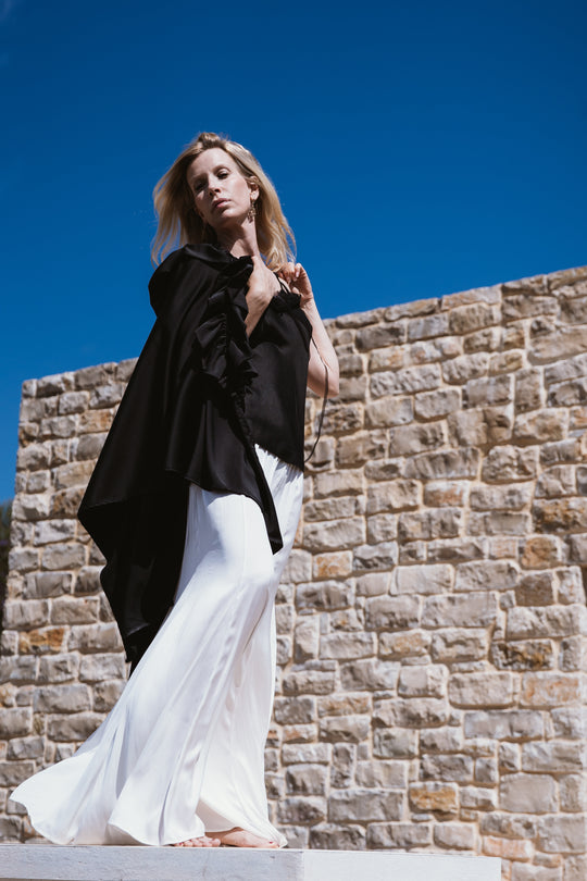 Rosolida Black  Silk Top - Nicotrella