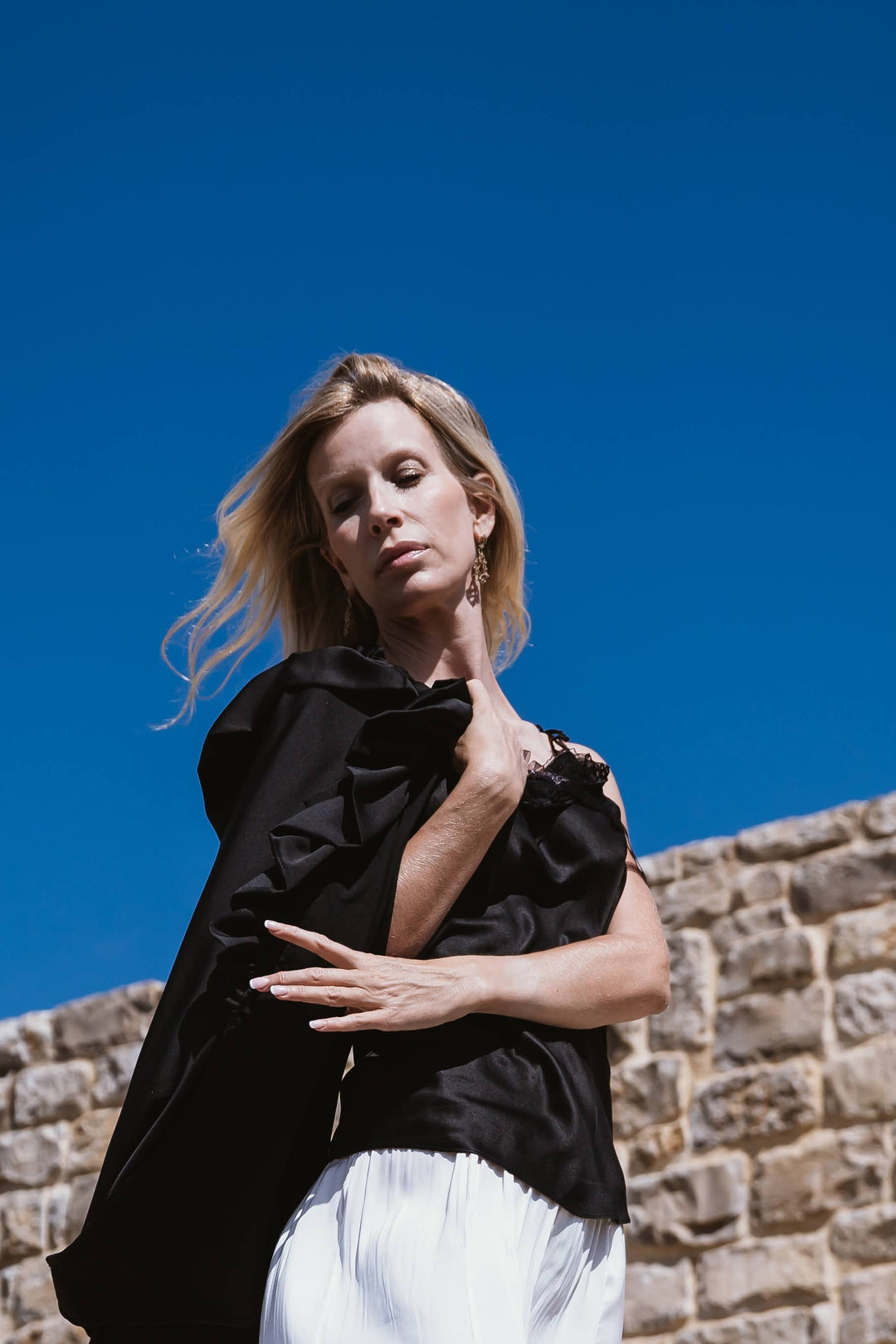 Rosolida Black  Silk Top - Nicotrella